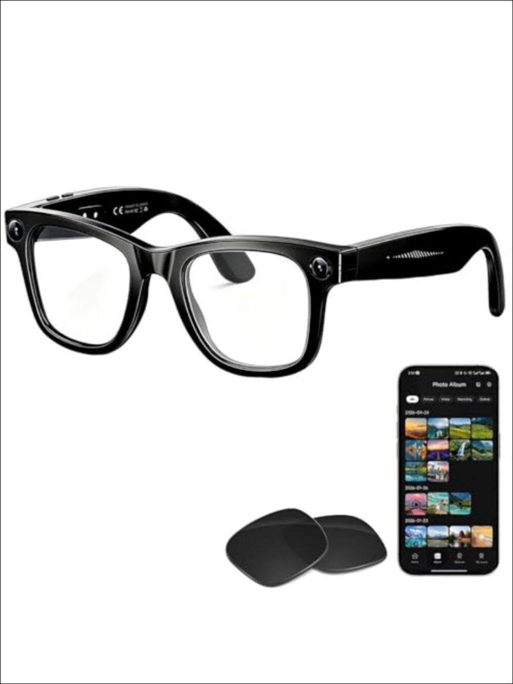 AI Smart Glasses 8MP Camera 4K Anti-Shake Bluetooth Translation